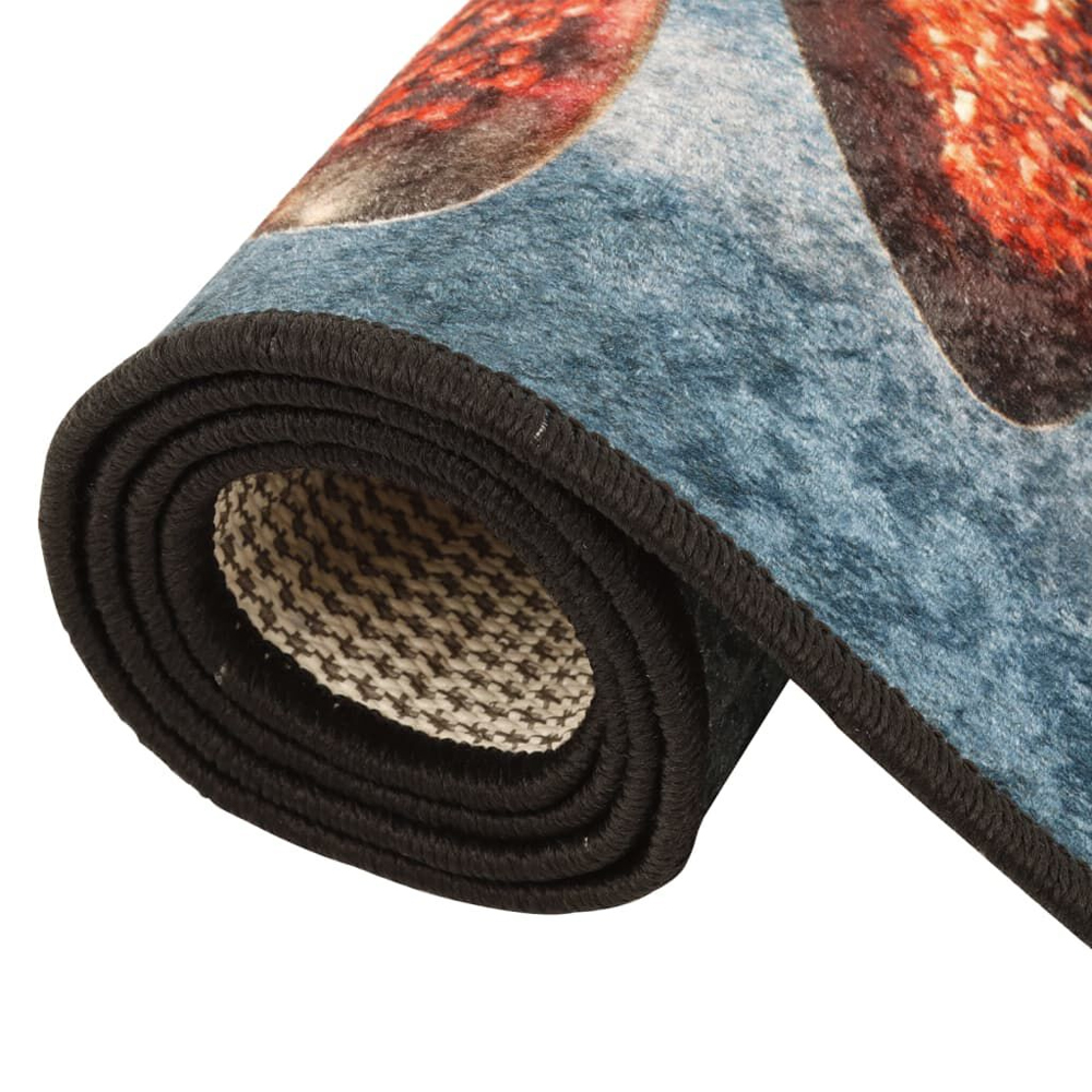 Biloxi Polyester Anti-Slip Kitchen Rug - Blue And Red