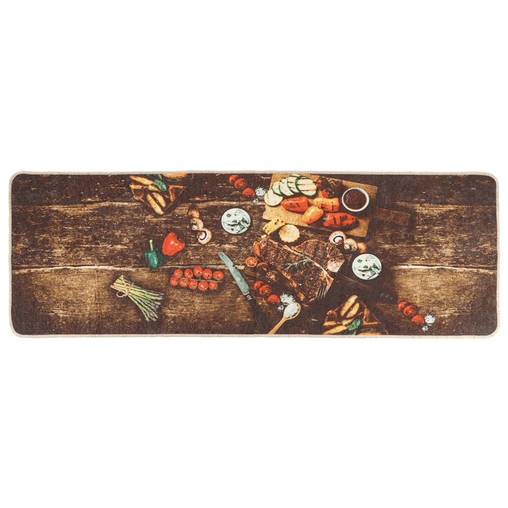 Biloxi Polyester Anti-Slip Kitchen Rug - Brown