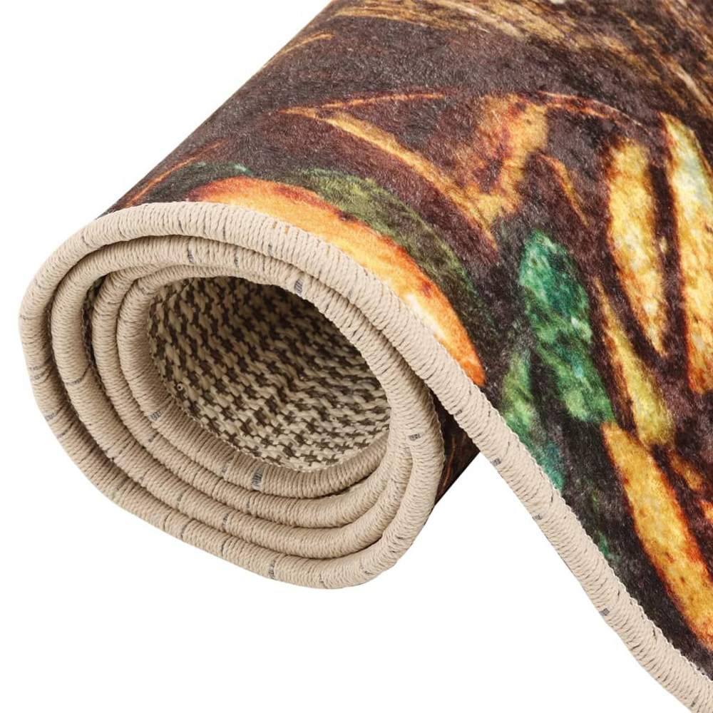 Biloxi Polyester Anti-Slip Kitchen Rug - Brown