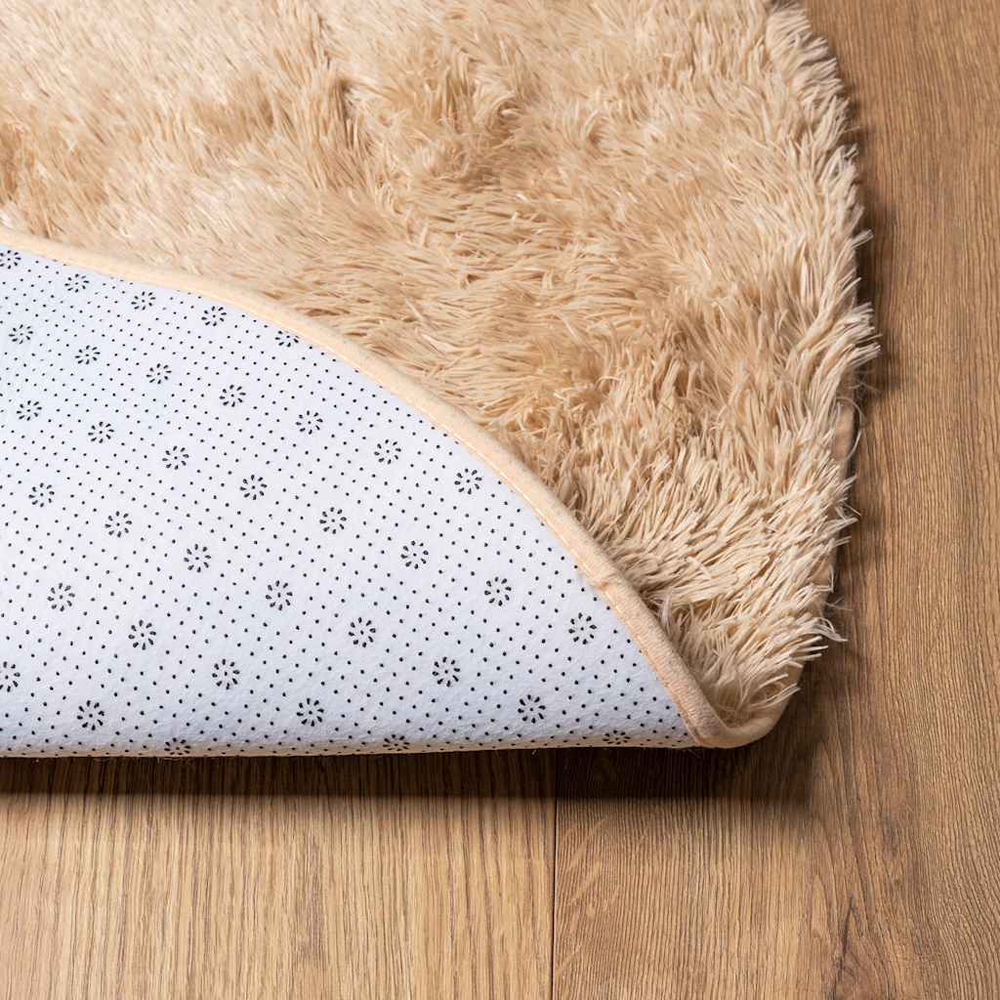 Biloxi Polyester Oval High Pile Shaggy Rug - Beige