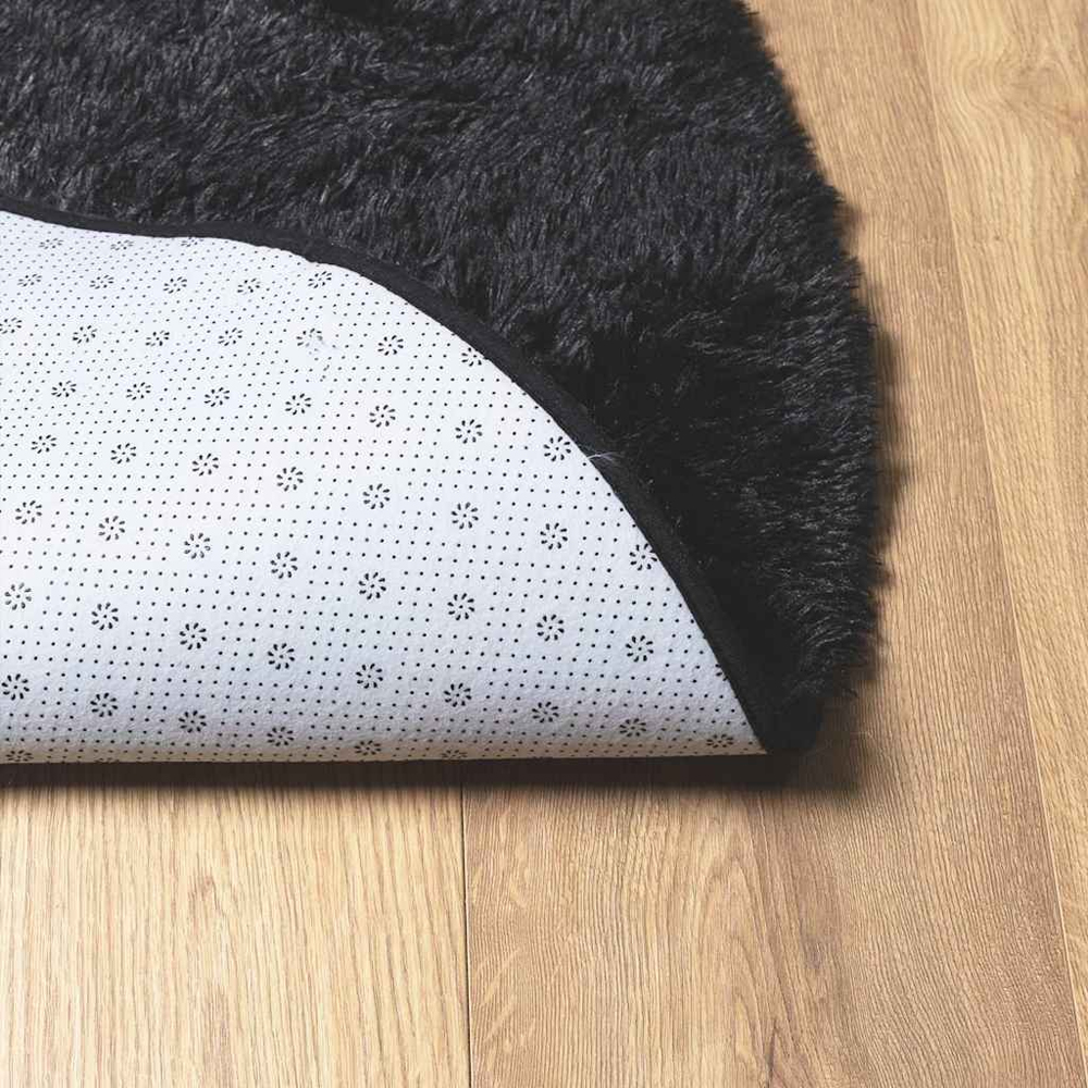 Biloxi Polyester Oval High Pile Shaggy Rug - Black