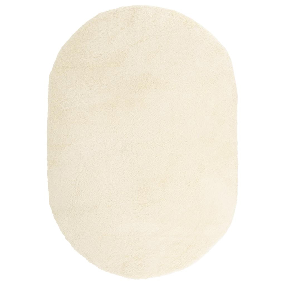 Biloxi Polyester Oval High Pile Shaggy Rug - Cream