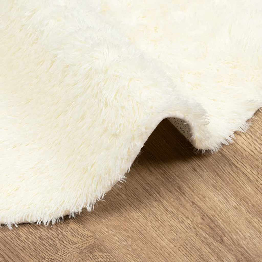 Biloxi Polyester Oval High Pile Shaggy Rug - Cream