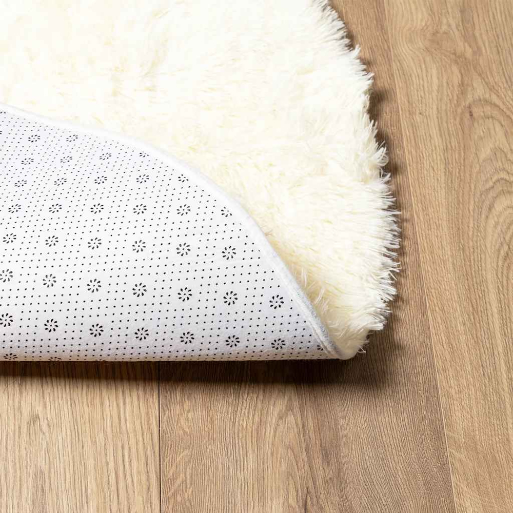 Biloxi Polyester Oval High Pile Shaggy Rug - Cream