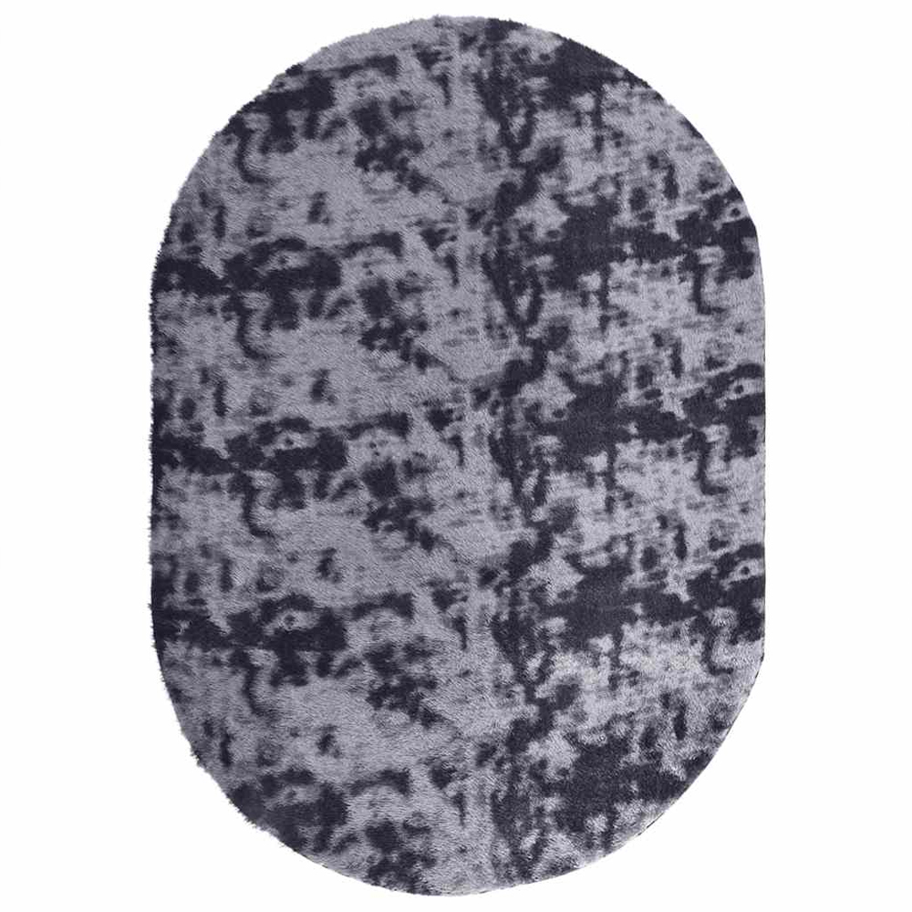Biloxi Polyester Oval High Pile Shaggy Rug - Dark Grey