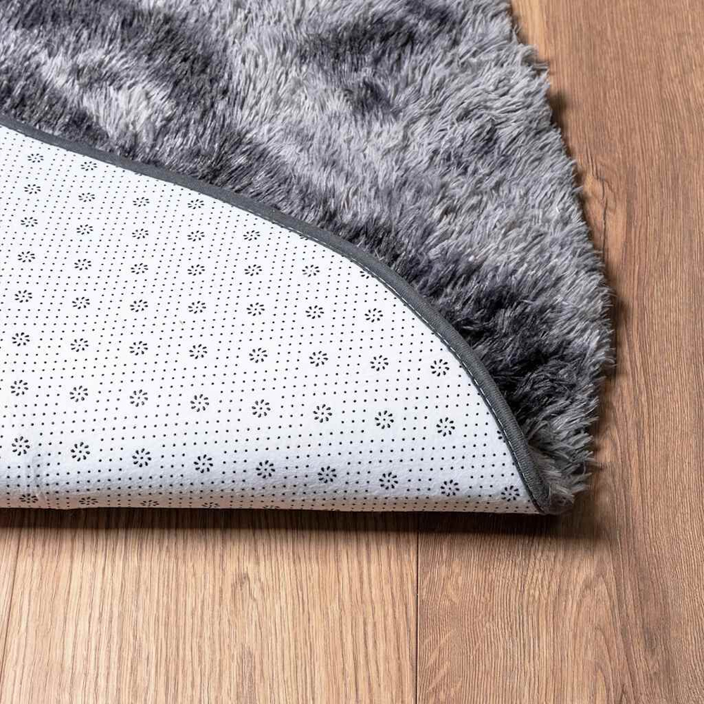 Biloxi Polyester Oval High Pile Shaggy Rug - Dark Grey