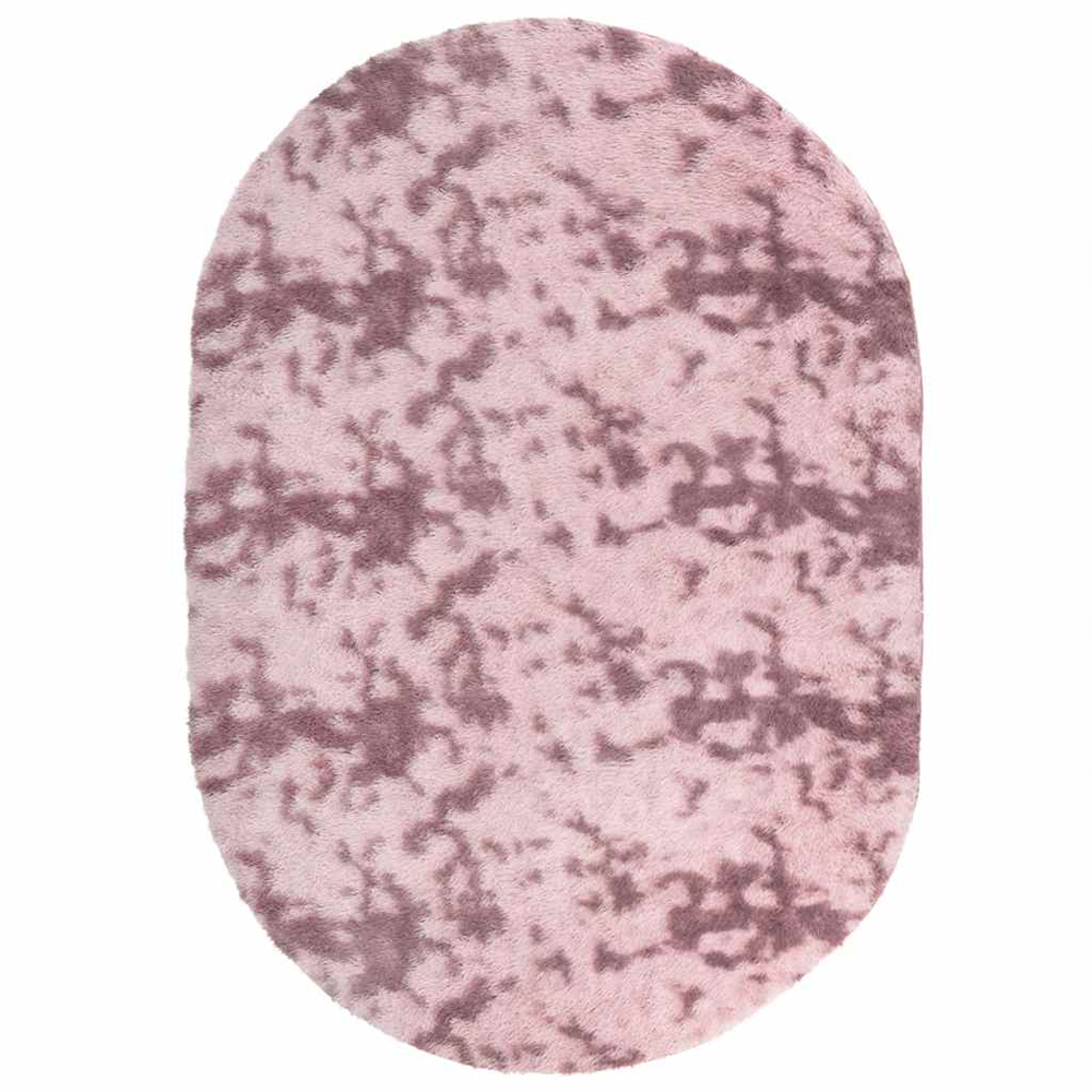 Biloxi Polyester Oval High Pile Shaggy Rug - Dusty Pink
