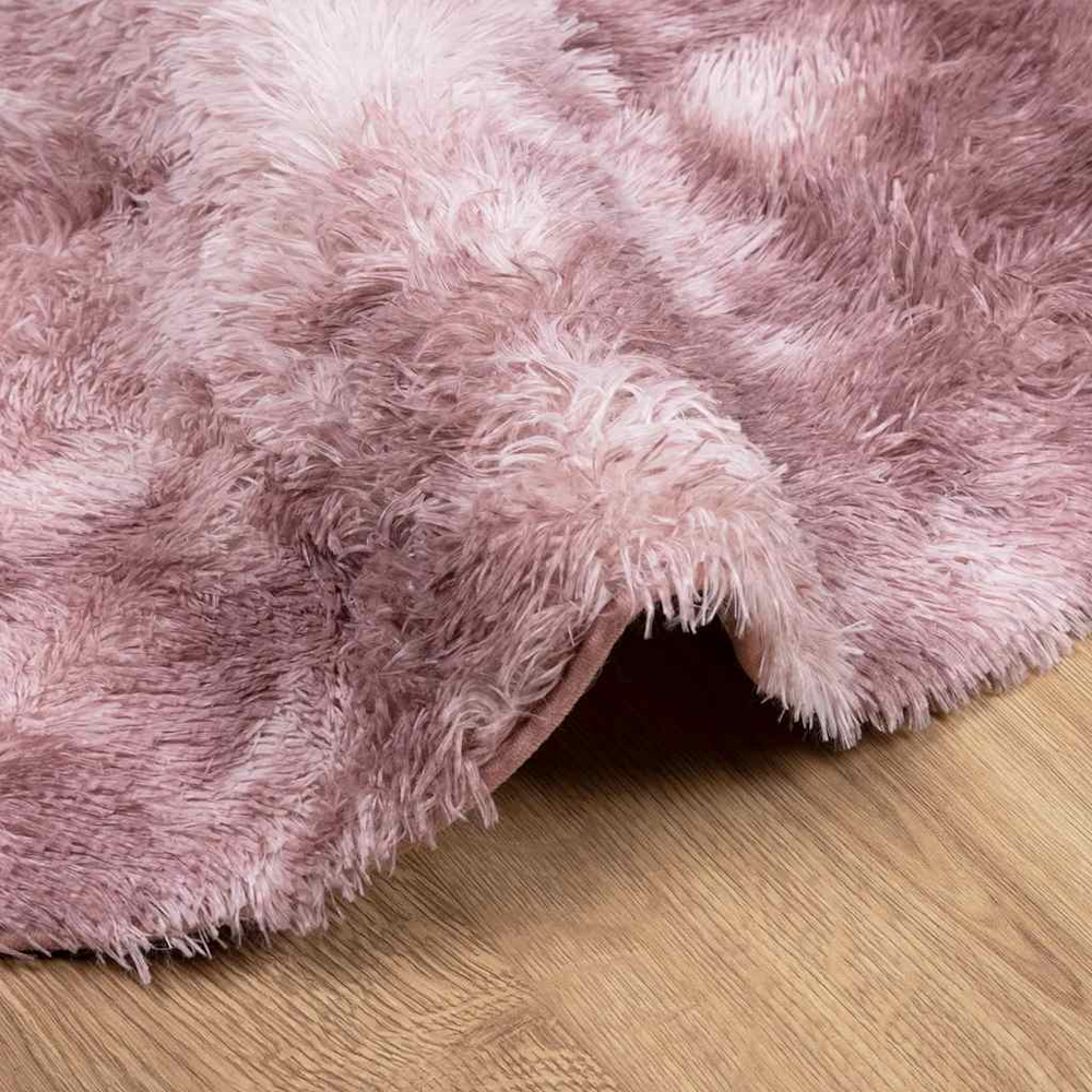 Biloxi Polyester Oval High Pile Shaggy Rug - Dusty Pink