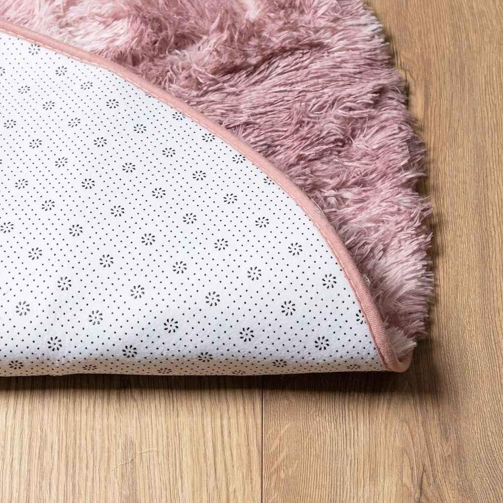 Biloxi Polyester Oval High Pile Shaggy Rug - Dusty Pink