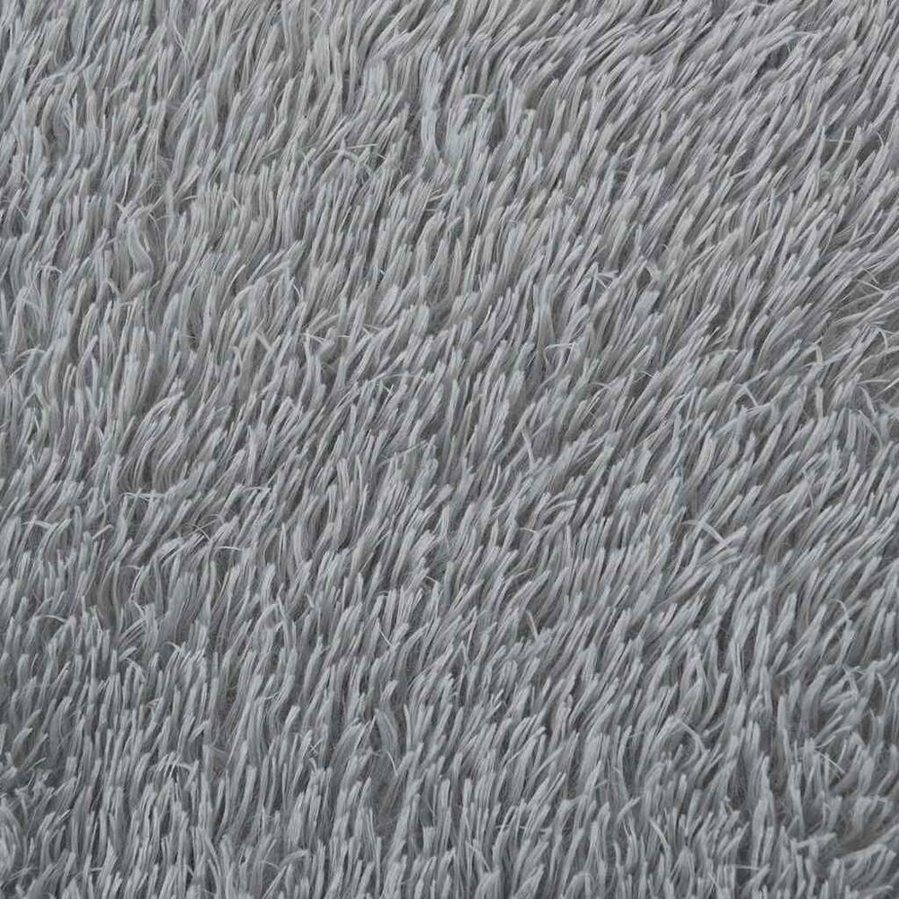 Biloxi Polyester Oval High Pile Shaggy Rug - Light Grey