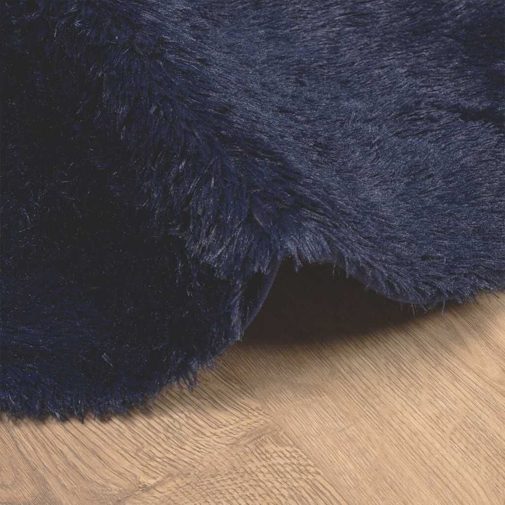 Biloxi Polyester Oval High Pile Shaggy Rug - Navy