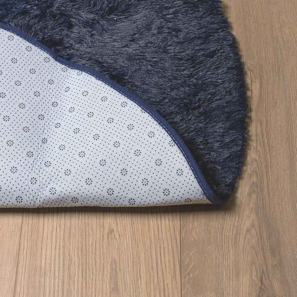 Biloxi Polyester Oval High Pile Shaggy Rug - Navy