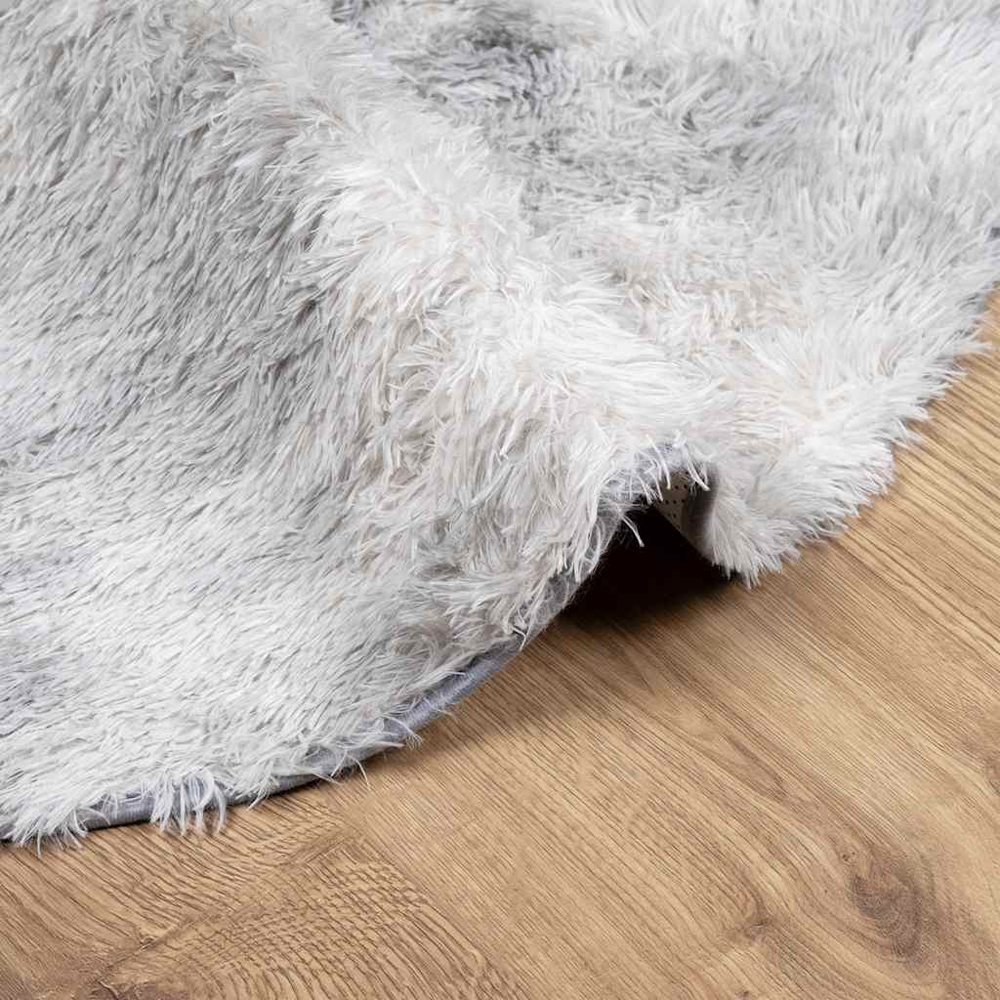 Biloxi Polyester Oval High Pile Shaggy Rug - Silver Grey