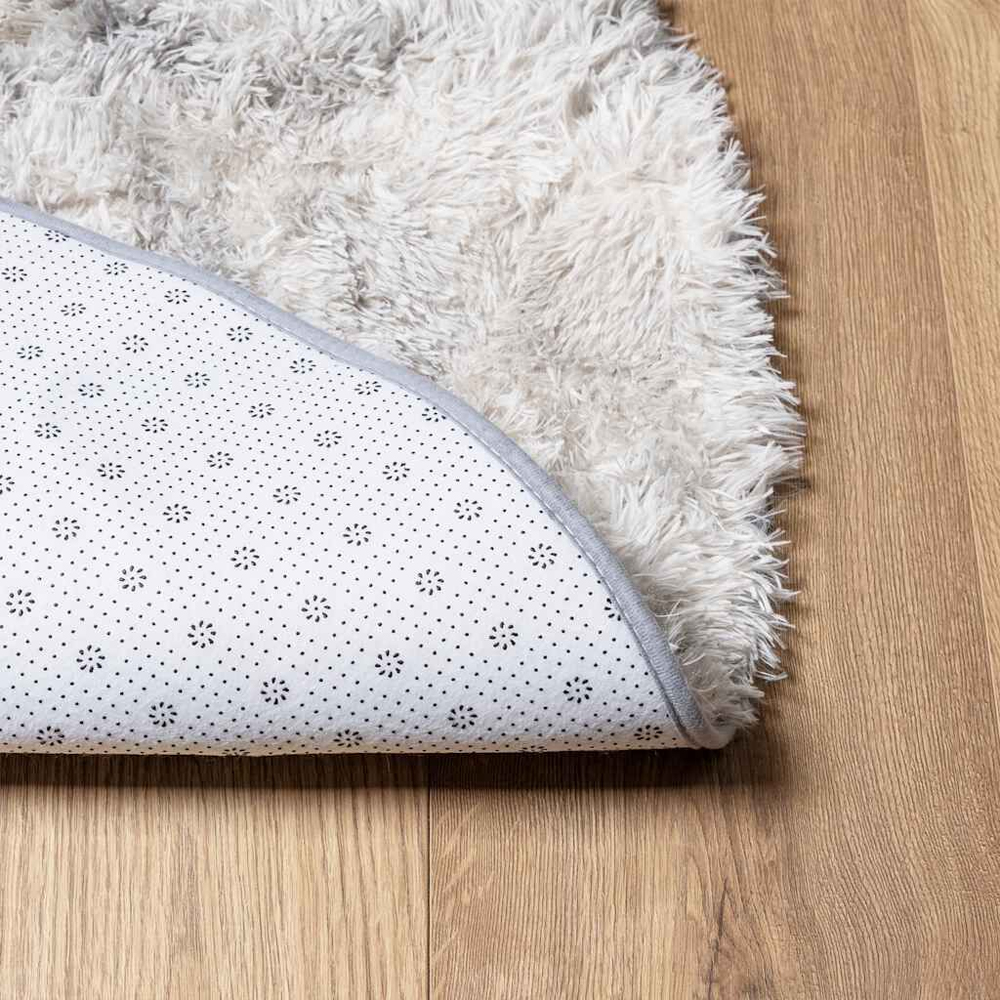 Biloxi Polyester Oval High Pile Shaggy Rug - Silver Grey