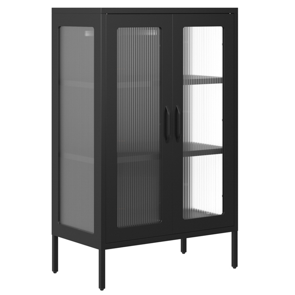Biloxi Steel Display Cabinet With 2 Glass Doors - Black