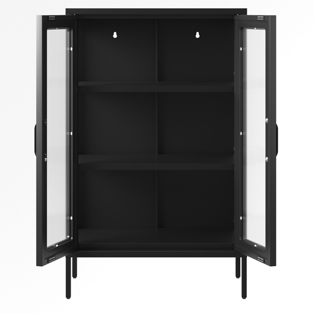 Biloxi Steel Display Cabinet With 2 Glass Doors - Black