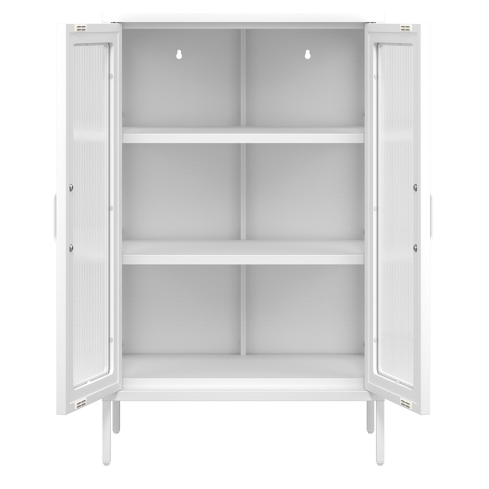 Biloxi Steel Display Cabinet With 2 Glass Doors - White
