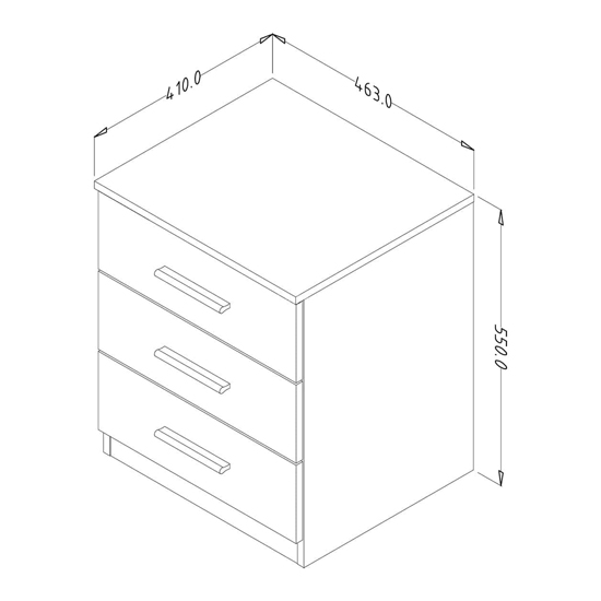 Biloxi Wooden Bedside Cabinet With 3 Drawers In Monastery Oak