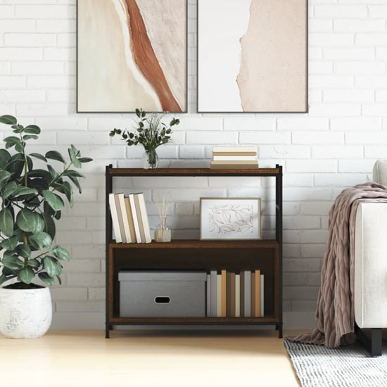 Biloxi Wooden Bookcase With 1 Large Shelf In Brown Oak