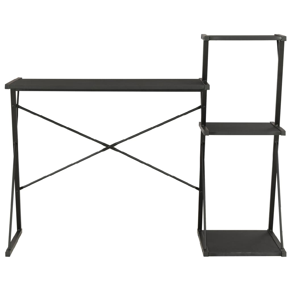 Biloxi Wooden Laptop Desk With 3 Shelves In Black