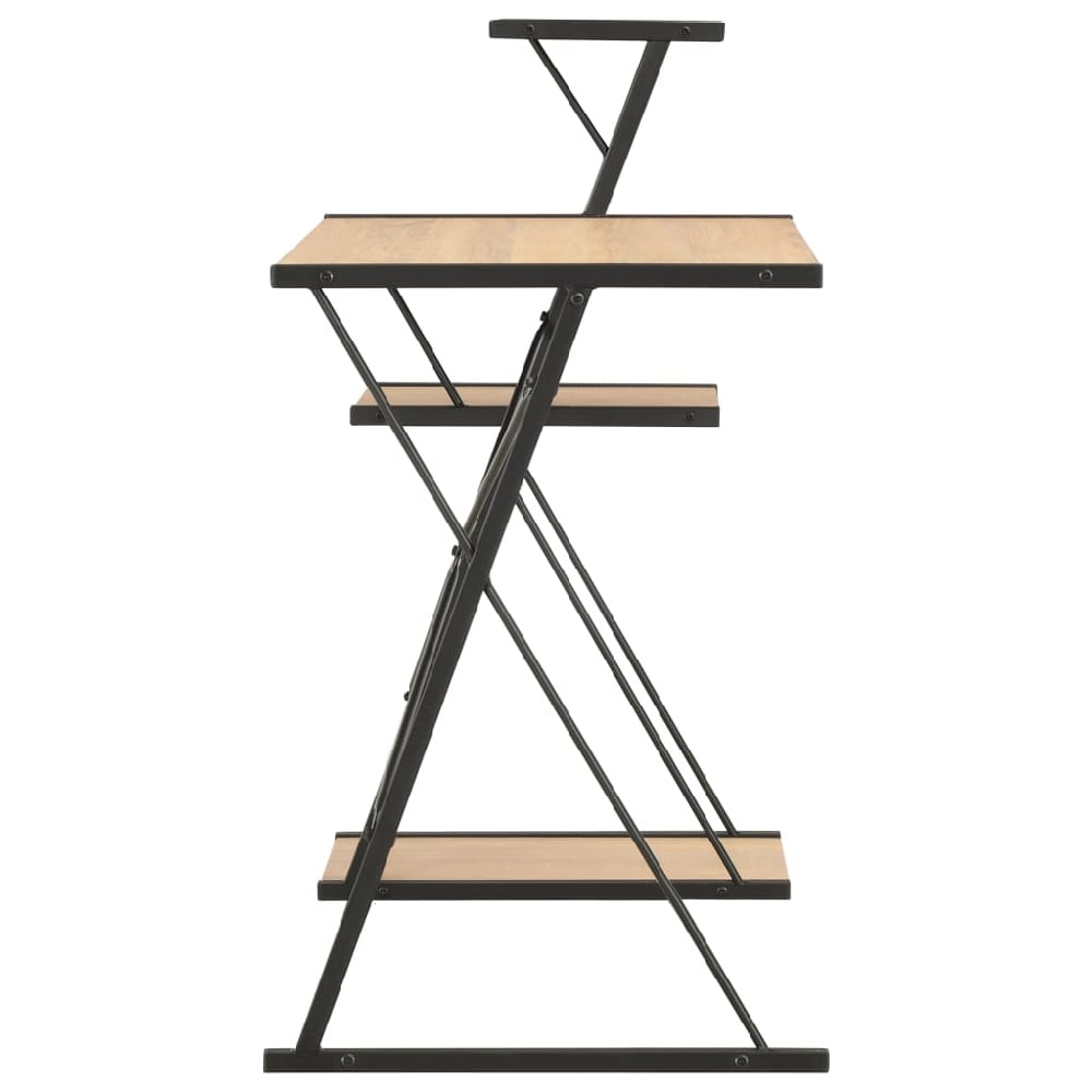 Biloxi Wooden Laptop Desk With 3 Shelves In Black And Oak