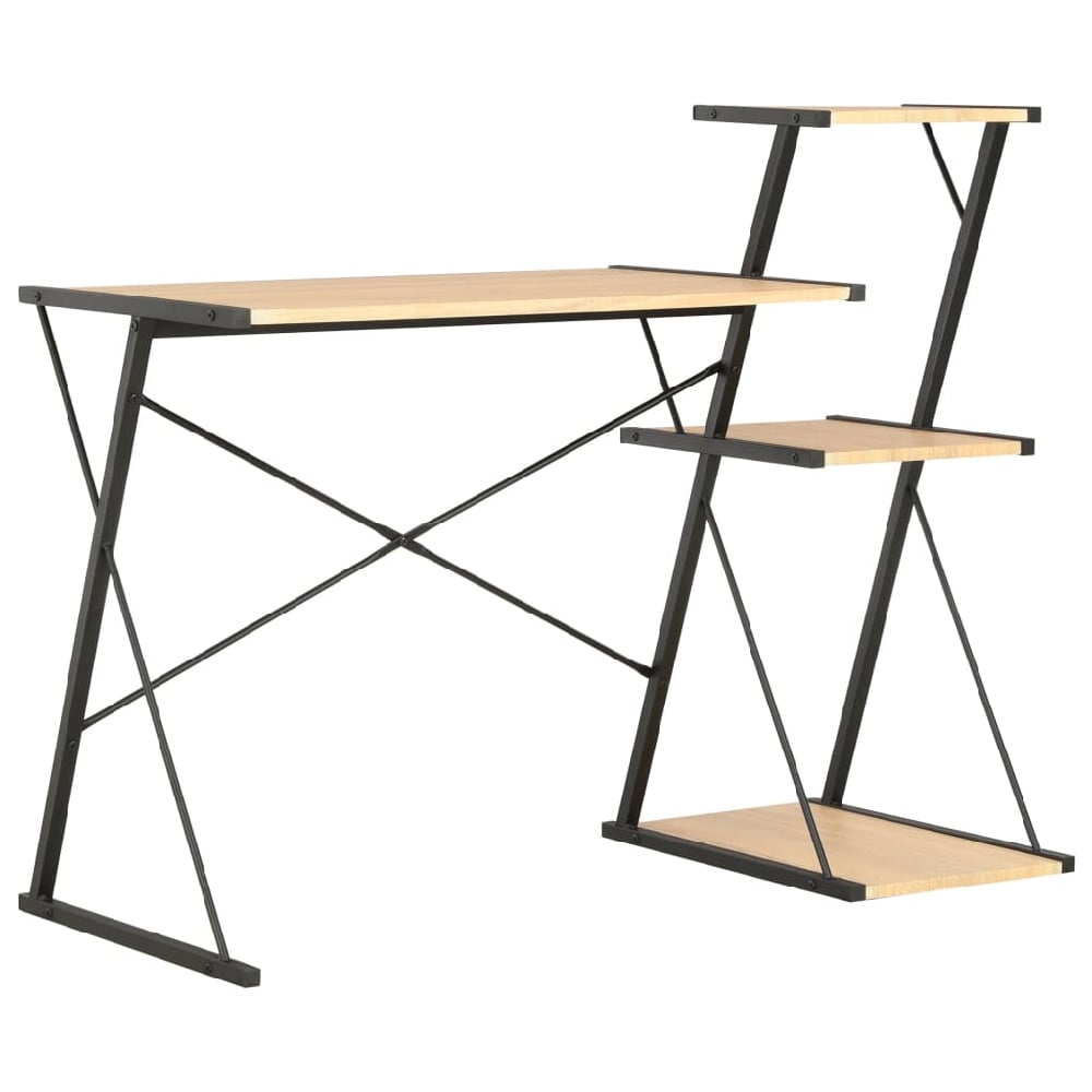 Read more about Biloxi wooden laptop desk with 3 shelves in black and oak