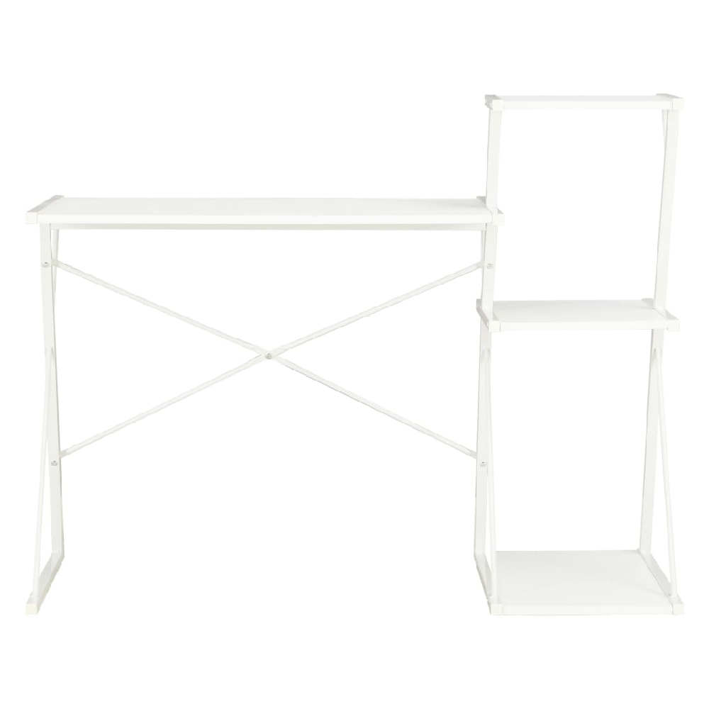 Biloxi Wooden Laptop Desk With 3 Shelves In White