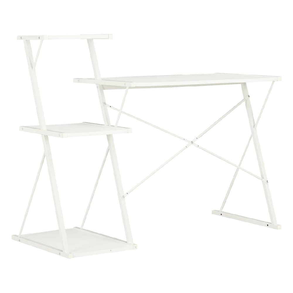 Biloxi Wooden Laptop Desk With 3 Shelves In White