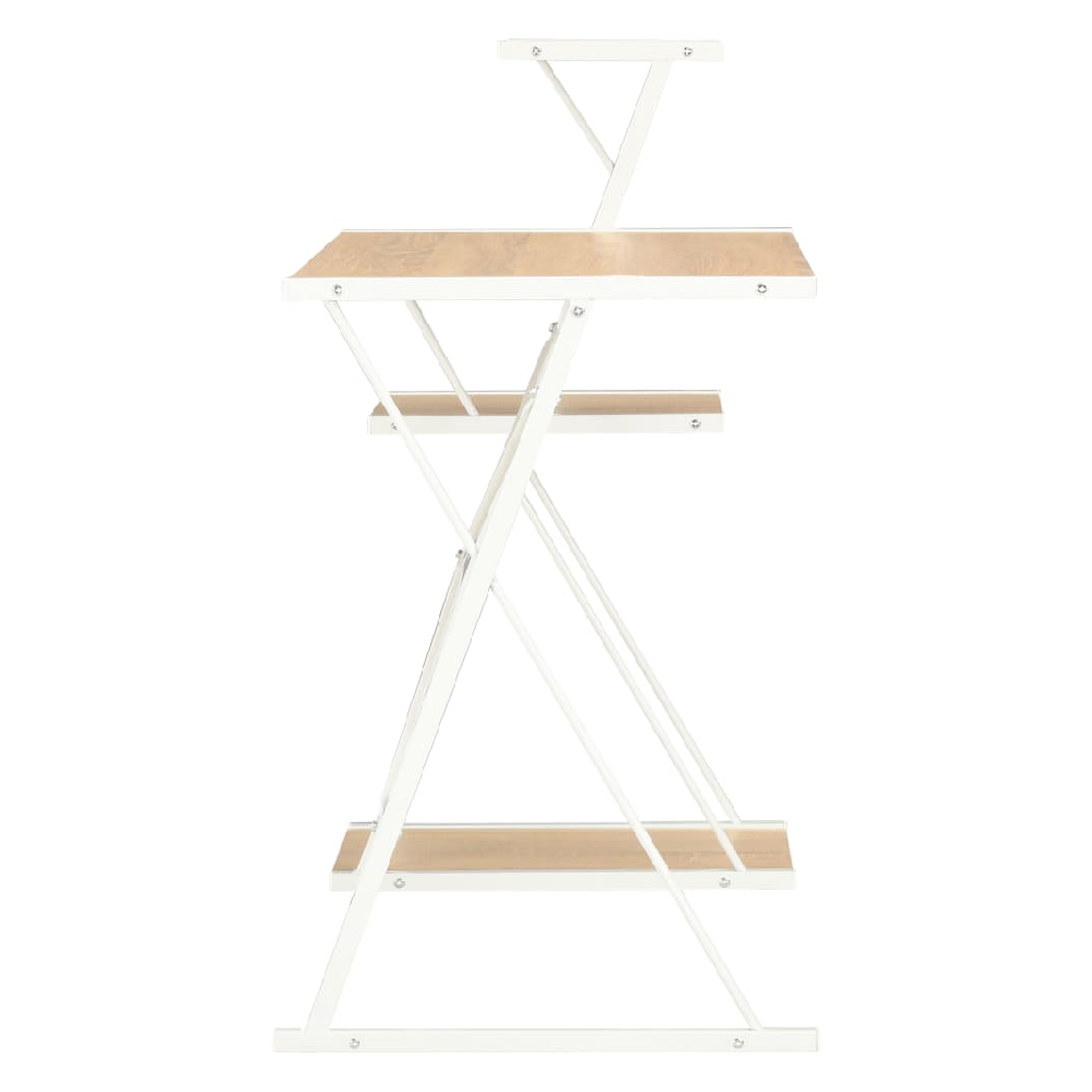 Biloxi Wooden Laptop Desk With 3 Shelves In White And Oak