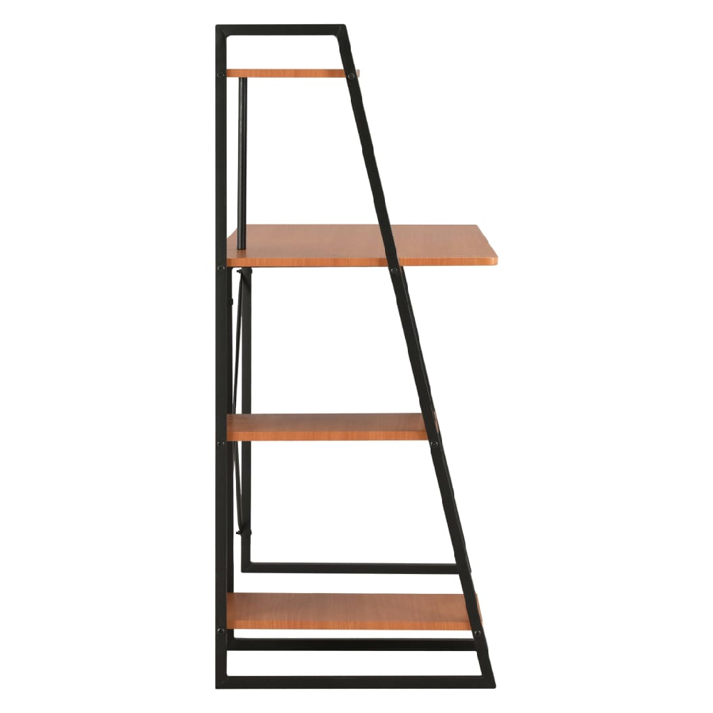 Biloxi Wooden Laptop Desk With Shelving Unit In Black And Brown