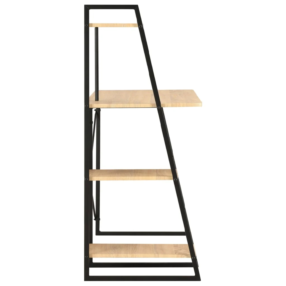Biloxi Wooden Laptop Desk With Shelving Unit In Black And Oak