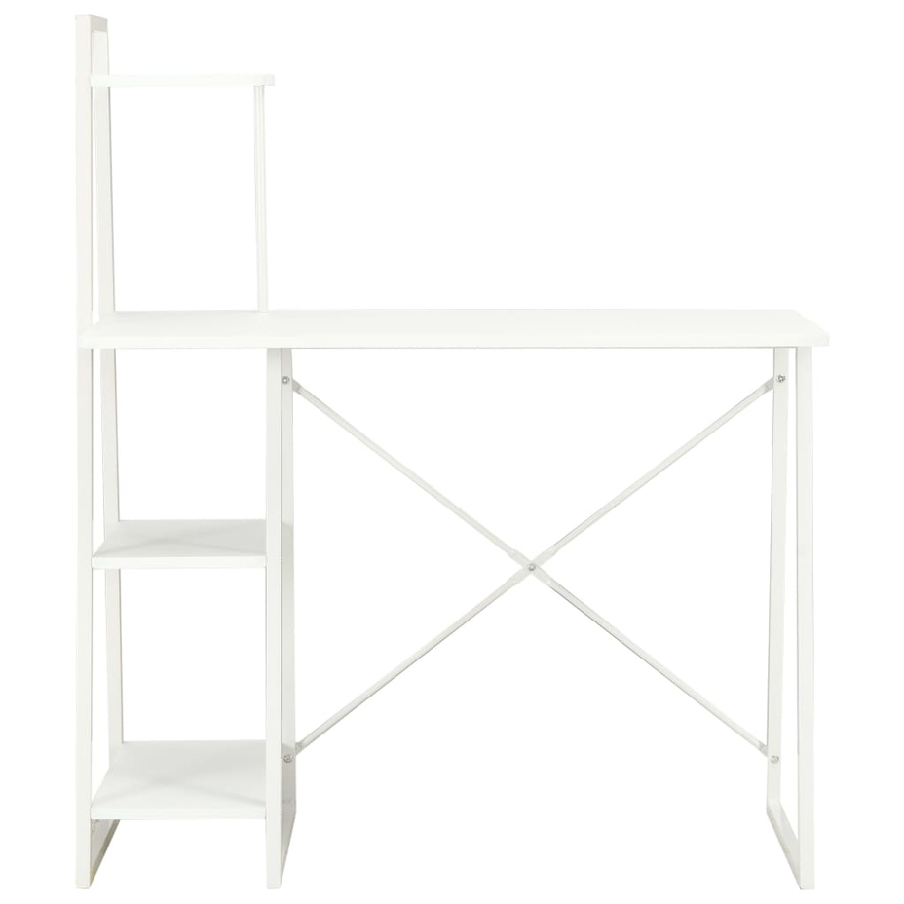 Biloxi Wooden Laptop Desk With Shelving Unit In White