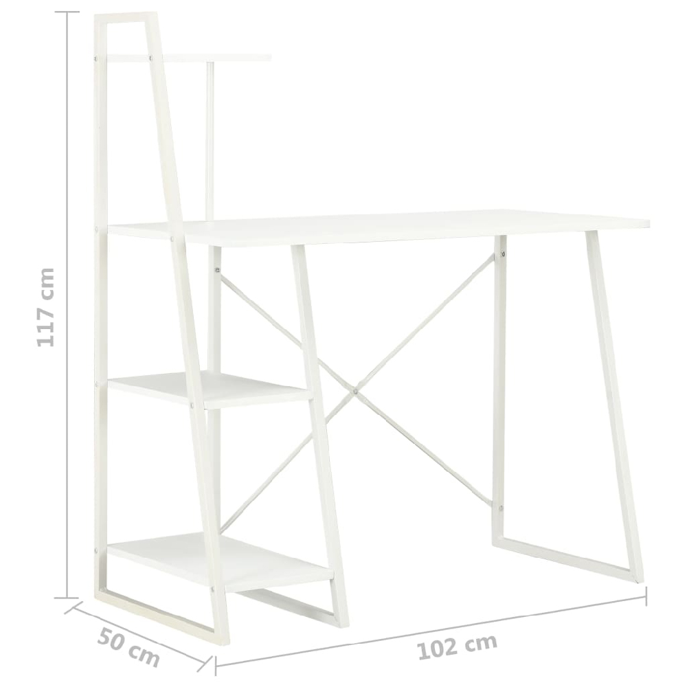 Biloxi Wooden Laptop Desk With Shelving Unit In White