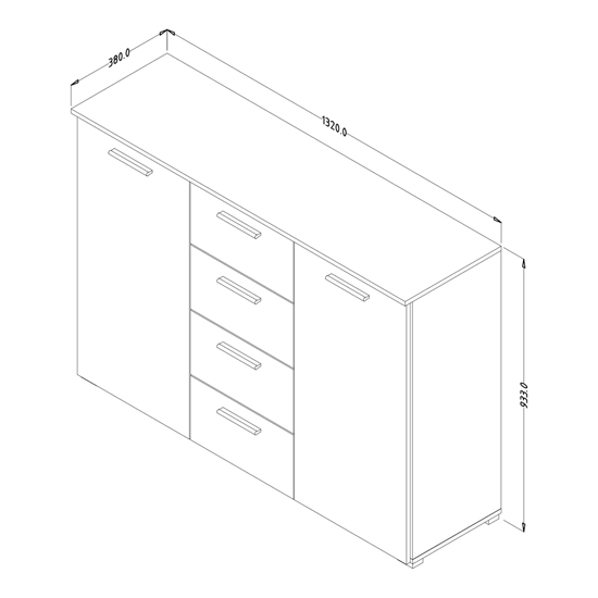 Biloxi Wooden Sideboard 2 Doors 4 Drawers In Monastery Oak