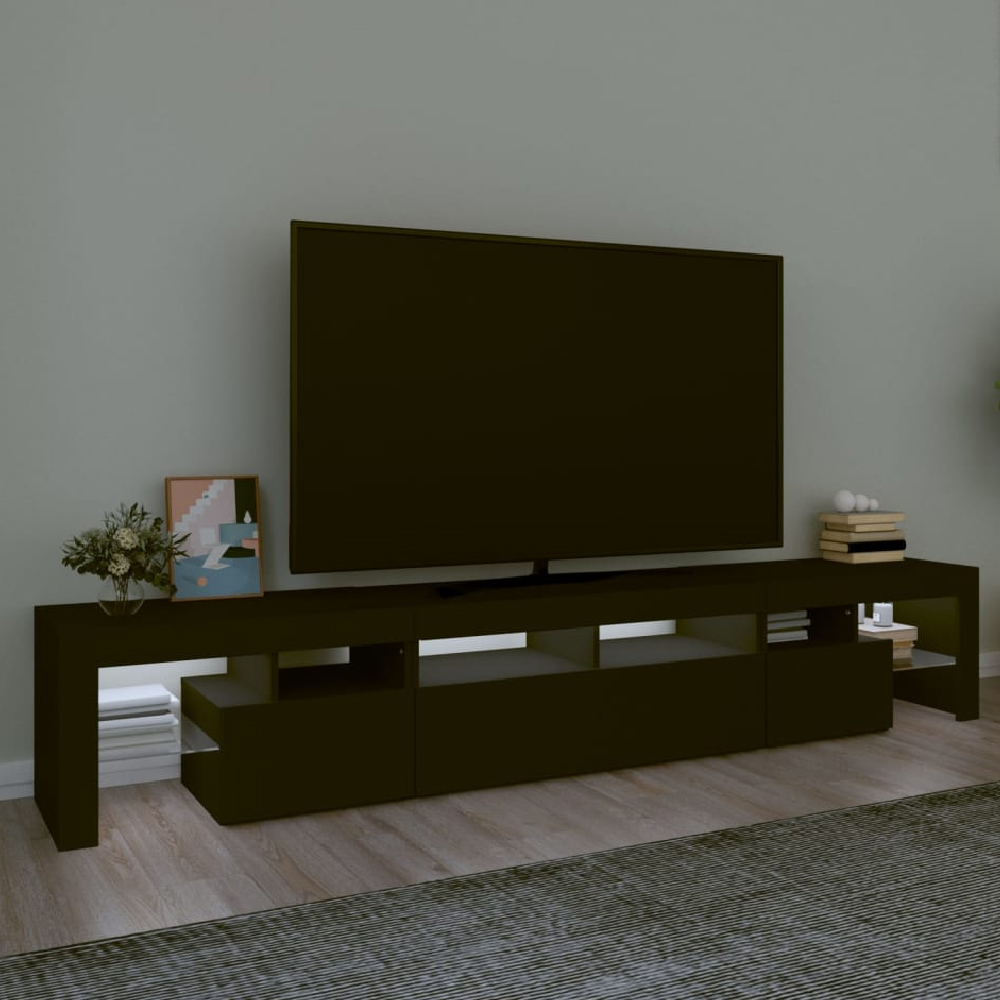 Read more about Biloxi wooden tv stand in black with led lights