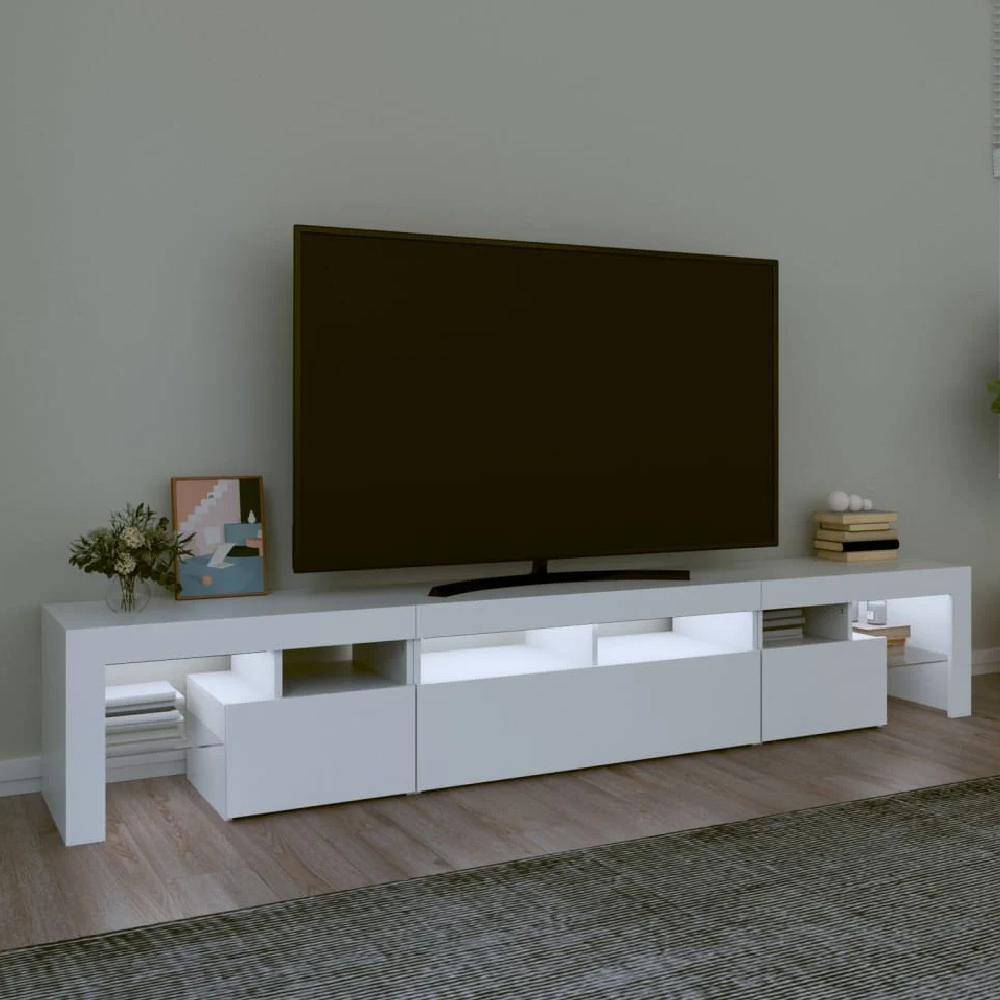 Read more about Biloxi wooden tv stand in white with led lights