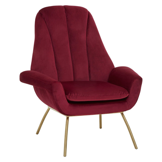 Biltun Upholstered Velvet Bedroom Chair In Red Furniture in Fashion