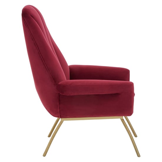 Biltun Upholstered Velvet Bedroom Chair In Red_4