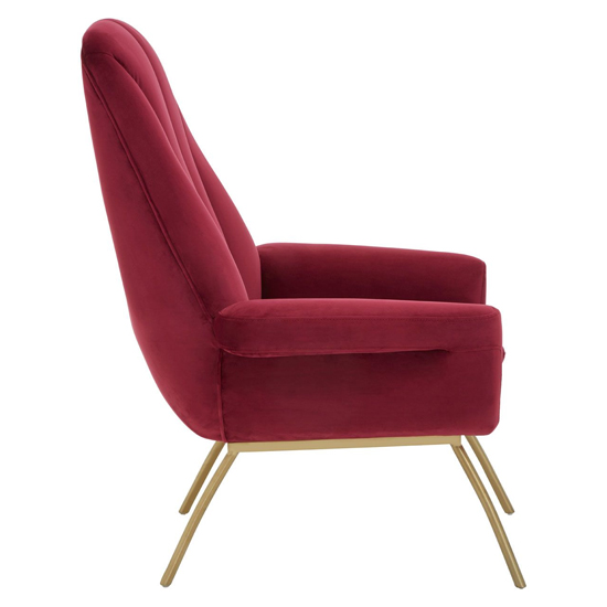 Biltun Upholstered Velvet Bedroom Chair In Red