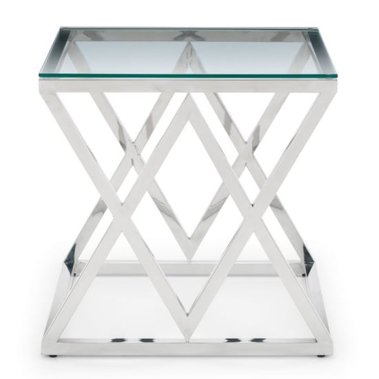 Balesego Clear Glass Top Lamp Table With Chrome Base_2
