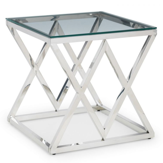Balesego Clear Glass Top Lamp Table With Chrome Base_3