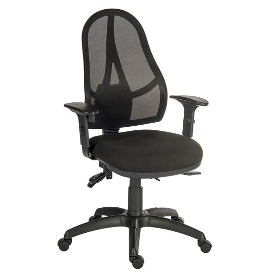 Product photograph of Bingley Home Office Chair In Black Fabric With Mesh Back from Furniture in Fashion