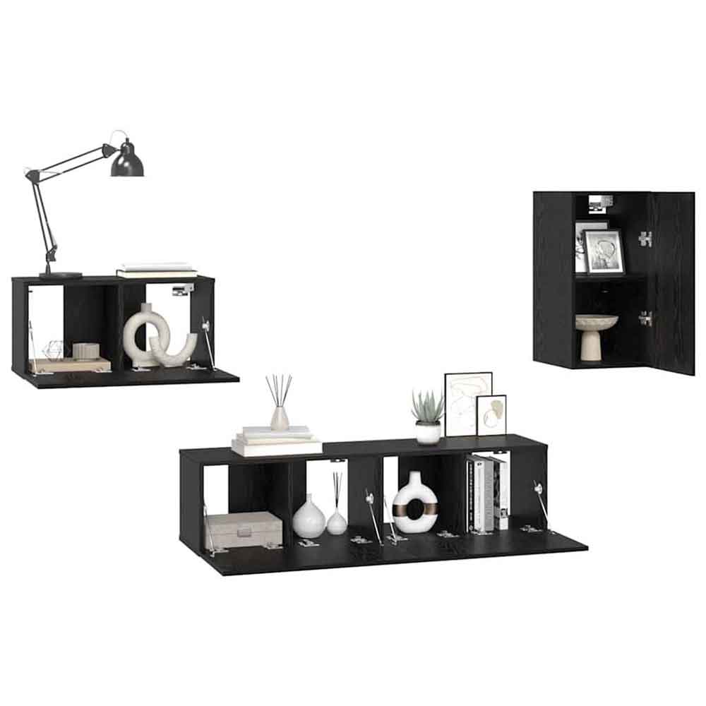 Binnenstad 60cm Wooden 4 Piece Entertainment Unit In Black Oak