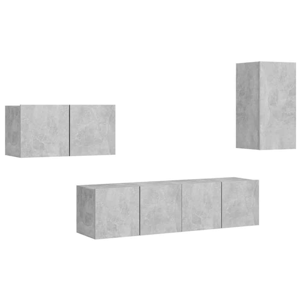 Binnenstad 60cm Wooden 4 Piece Entertainment Unit In Concrete Grey
