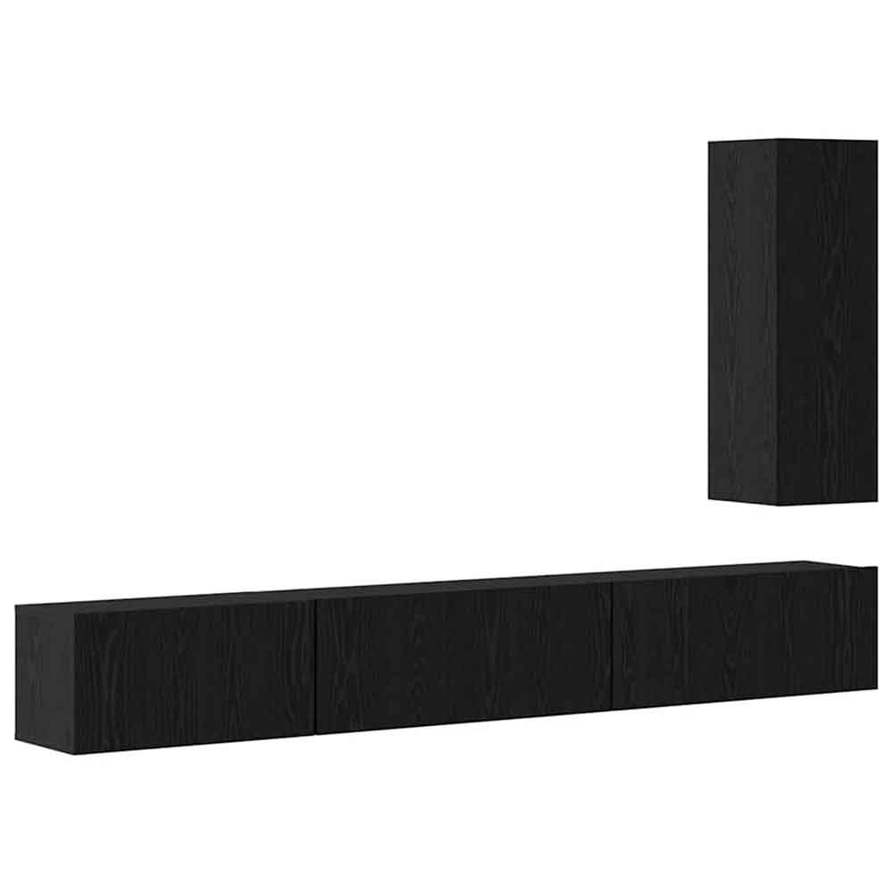 Binnenstad 90cm Wooden 4 Piece Entertainment Unit In Black Oak