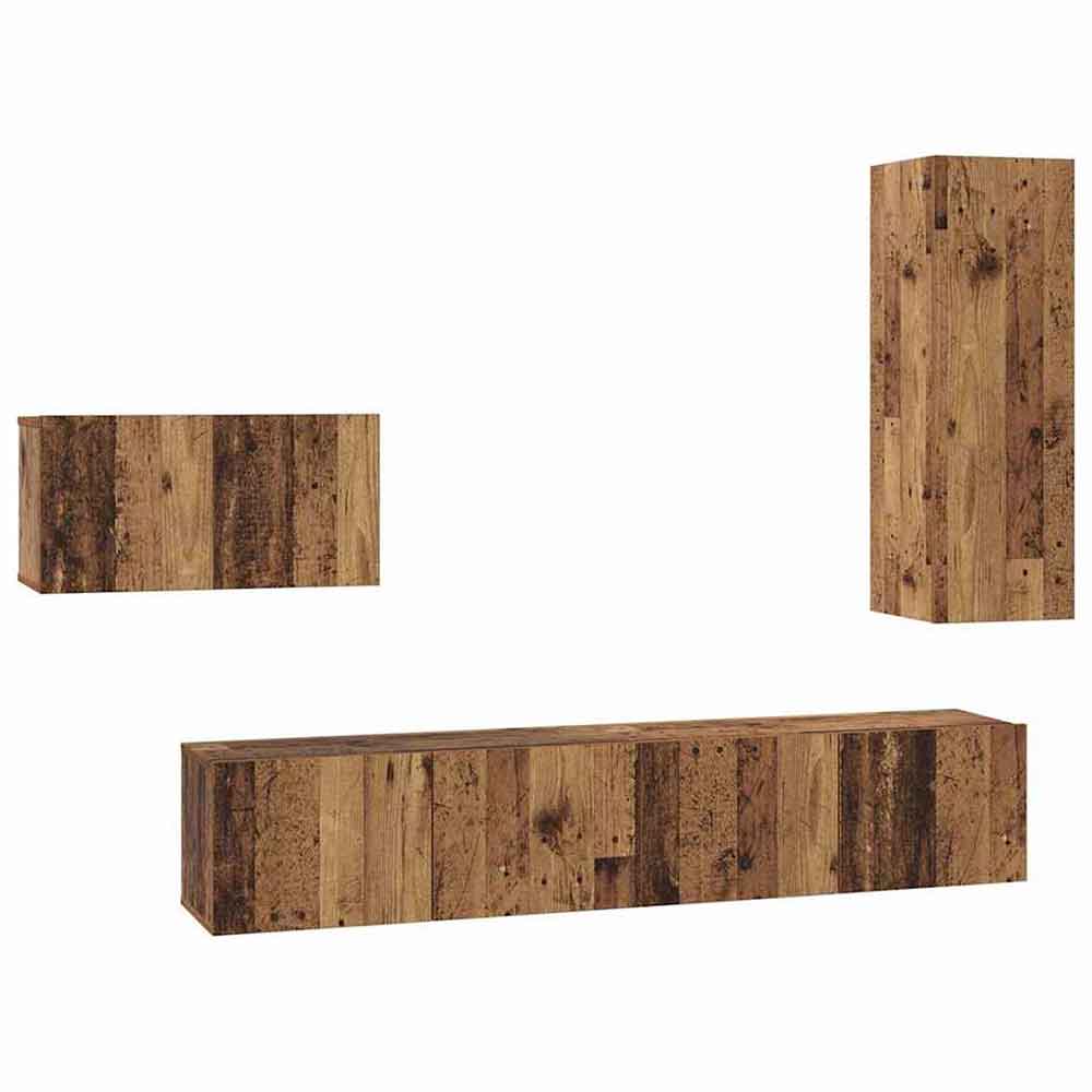 Binnenstad 90cm Wooden 4 Piece Entertainment Unit In Old Wood