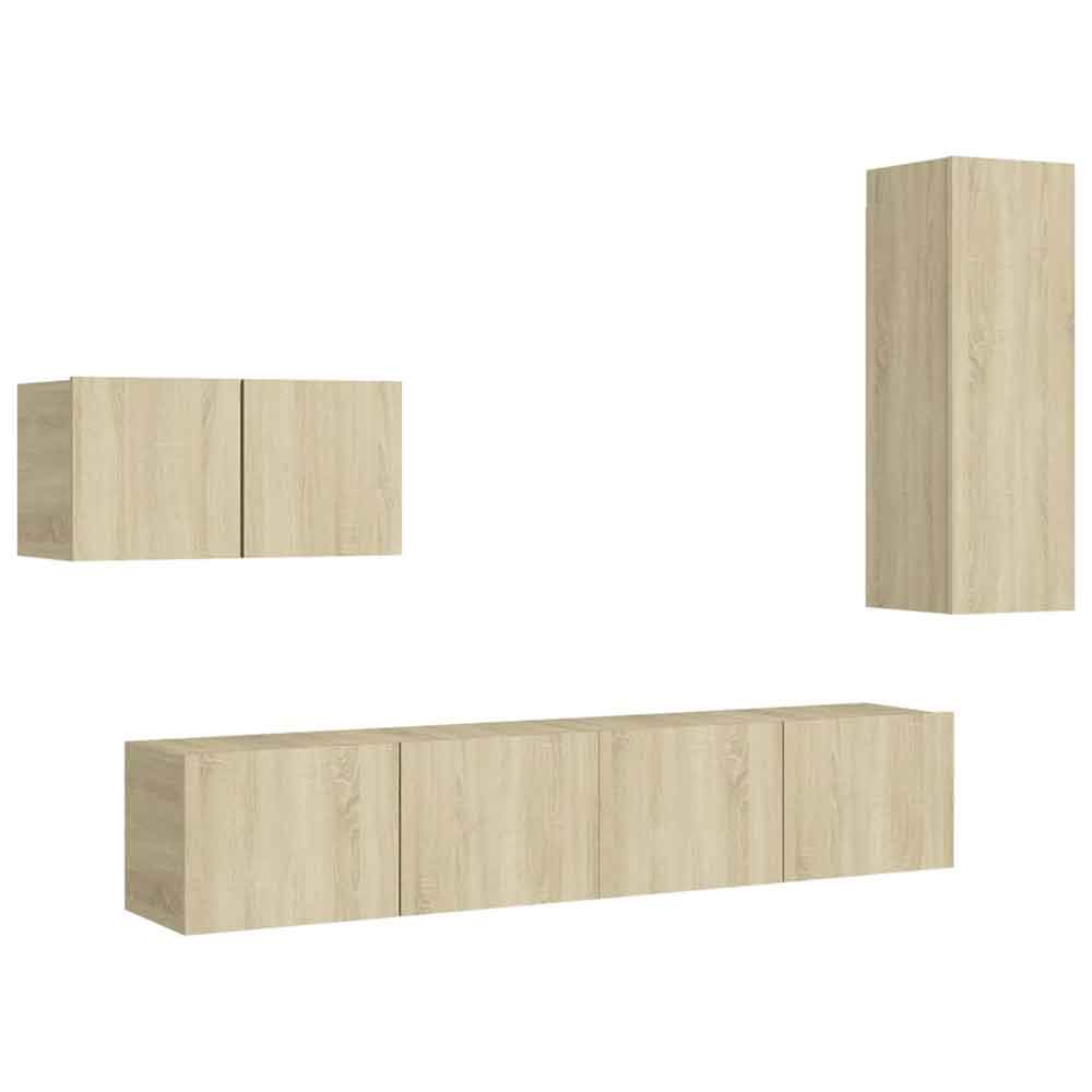 Binnenstad 90cm Wooden 4 Piece Entertainment Unit In Sonoma Oak