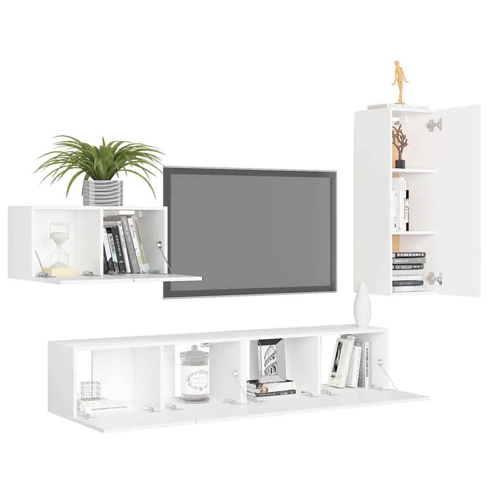 Binnenstad 90cm Wooden 4 Piece Entertainment Unit In White
