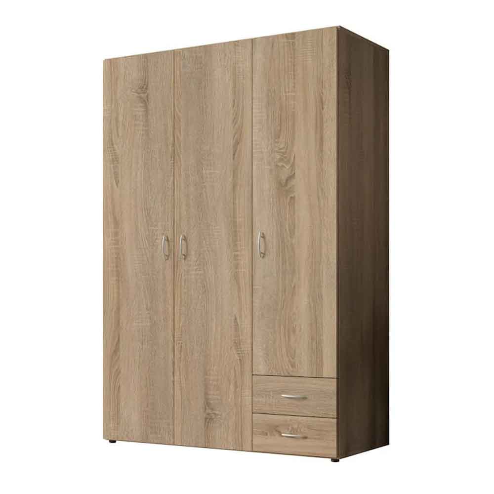 Binnenstad Wooden Wardrobe With 3 Doors 2 Drawers - Oak Sonoma