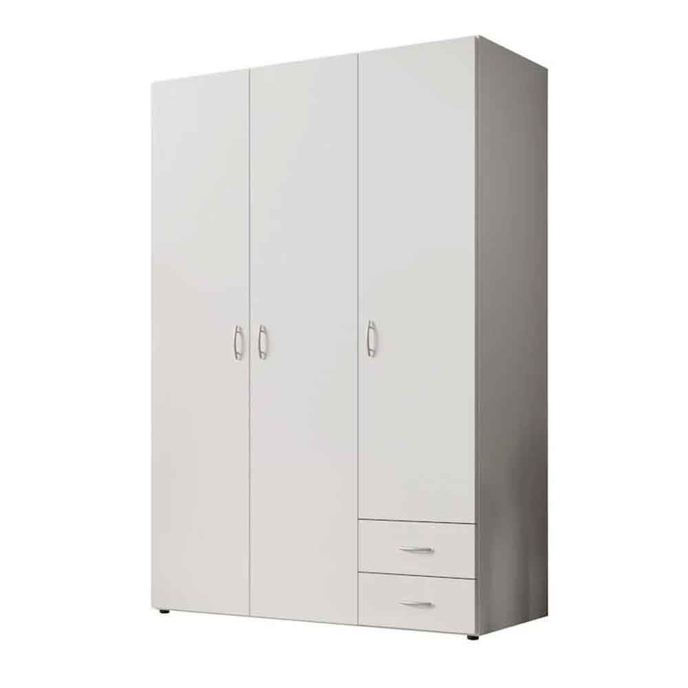 Binnenstad Wooden Wardrobe With 3 Doors 2 Drawers - White